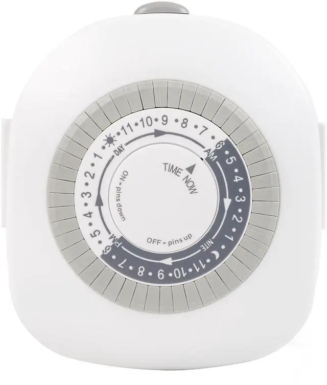 Main image of Hyper Tough Indoor Grounded Mechanical Timer, 2 Grounded 3Prong Outlets, 24 Daily OnOff Cycles, 30Min Interval Programming With Manual Override
