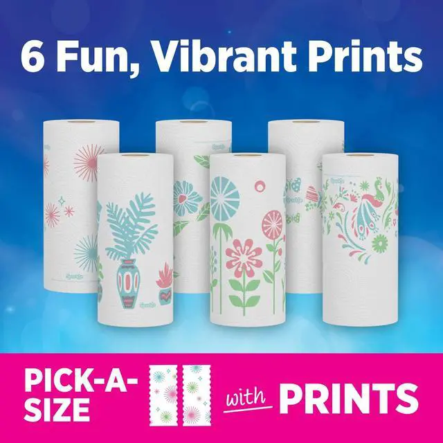 Alt view image 4 of 6 - Sparkle Spirited Prints PickASize Paper Towels, 2Ply, 110 Sheets per Roll, Fun Printed Design for Kitchen, Craft & Household Cleanups