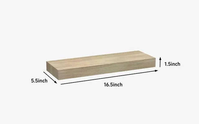 Alt view image 6 of 6 - Mainstays Rectangular Natural WoodGrain Floating Wall Shelves, 2Count Set, EngineeredMDF for Bedroom, Living Room & Office Wall Decor