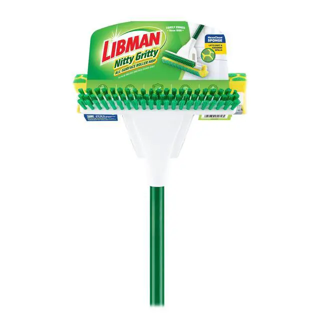 Alt view image 4 of 6 - Nitty Gritty Roller Sponge Mop with PullWringer Handle, 10Inch Wide Absorbent Sponge, Attached Scrub Brush for MultiSurface HardFloor Cleaning