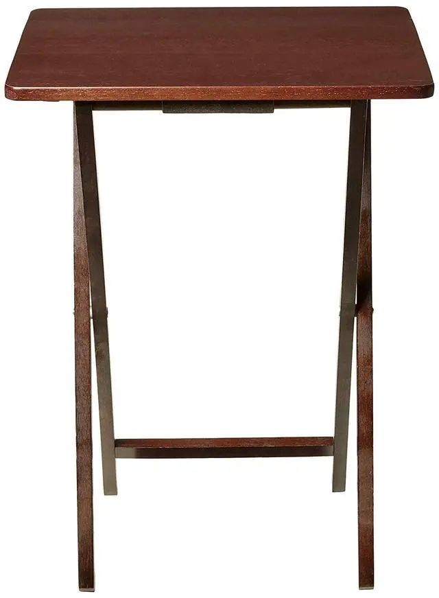 Alt view image 3 of 7 - Mainstays Folding TV Tray Table, Solid Rubberwood Walnut Finish, 19"×14.5"×26", 25lb Capacity, NoAssembly FoldFlat Indoor Snack & Laptop Table