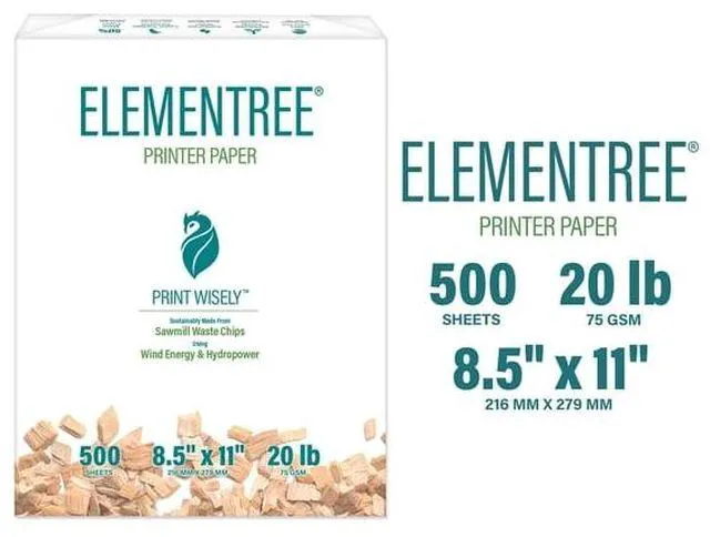 Alt view image 6 of 6 - Elementree EcoFriendly Printer Paper Ream, 500 Sheets 8.5"×11", ZeroTreeCut, HighOpacity DoubleSided Printing for Laser & Inkjet Printers