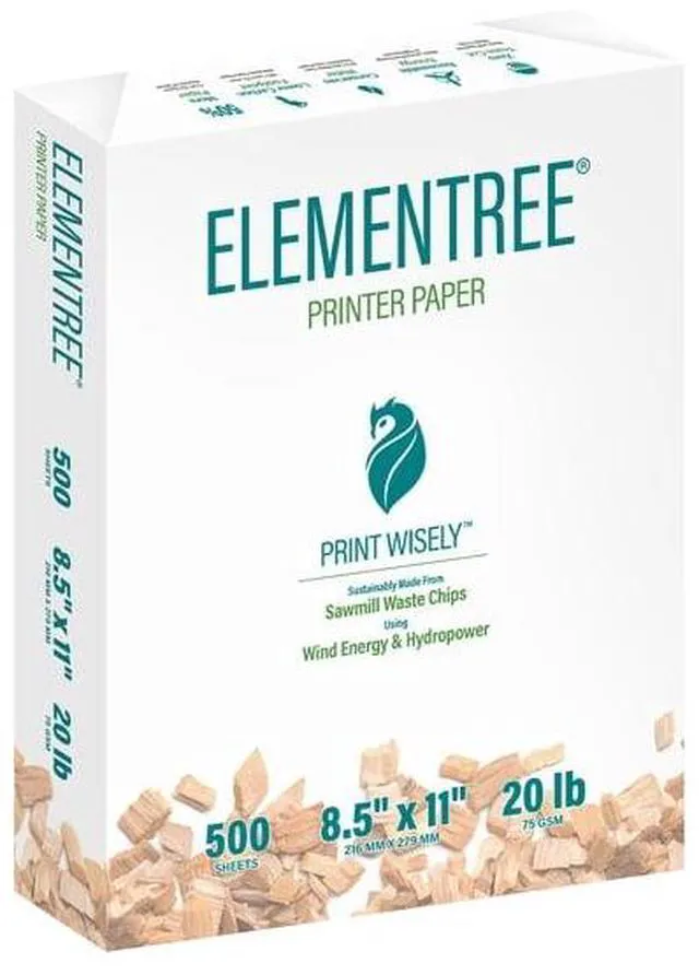 Main image of Elementree EcoFriendly Printer Paper Ream, 500 Sheets 8.5"×11", ZeroTreeCut, HighOpacity DoubleSided Printing for Laser & Inkjet Printers
