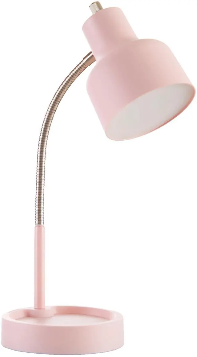 Main image of Mainstays LED Desk Lamp with CatchAll Base & BuiltIn AC Outlet, 14.5Inch Max Height, Adjustable Metal Gooseneck for Desk & Bedside Lighting