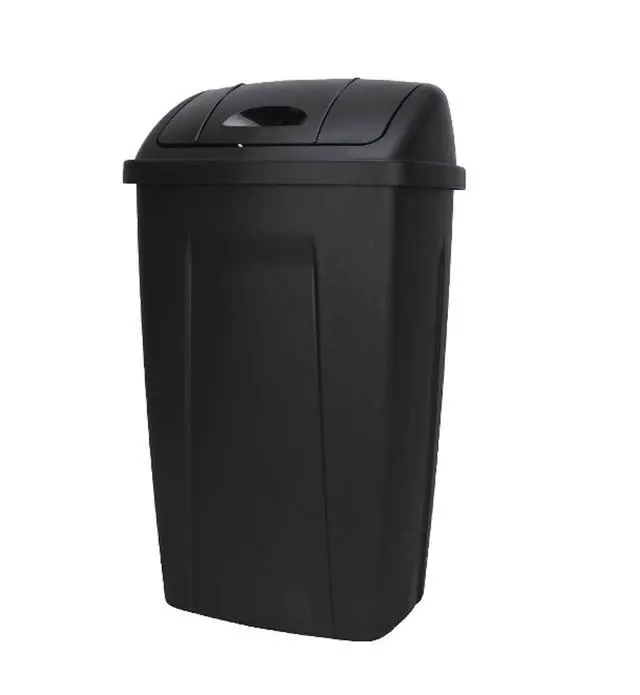 Alt view image 6 of 6 - Mainstays Black 13Gallon SwingLid Waste Bin, Lightweight Durable Polypropylene, Fits Standard Trash Bags for Household & Office Waste Management