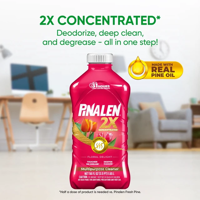 Alt view image 2 of 6 - Pinalen 2X Max Aroma Floral Delight Multipurpose Cleaner, 56 fl oz Concentrated Formula, Floral Scent with ScentBoost Tech for Tile, Vinyl & HardSurface Household Cleaning