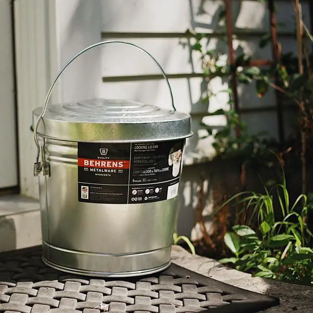 Alt view image 2 of 6 - Behrens Galvanized Steel LockingLid Storage Can, RodentRustWeatherResistant DryStorage Container, Made in USA for Pet Food, Bird Seed & Farm Supplies