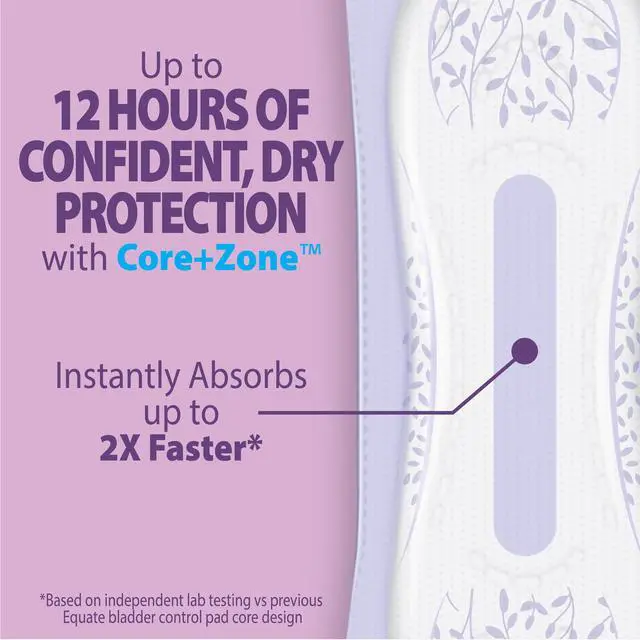 Alt view image 3 of 6 - Equate Options Women's Incontinence Pads, Moderate Absorbency, Long Length, 60 Count