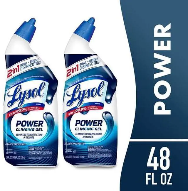 Main image of BleachFree Lysol Power Toilet Bowl Cleaner Gel, Atlantic Fresh Fragrance, Targets Toilet Rings, Limescale & HardWater Deposits for Sparkling Bathroom Sanitizing