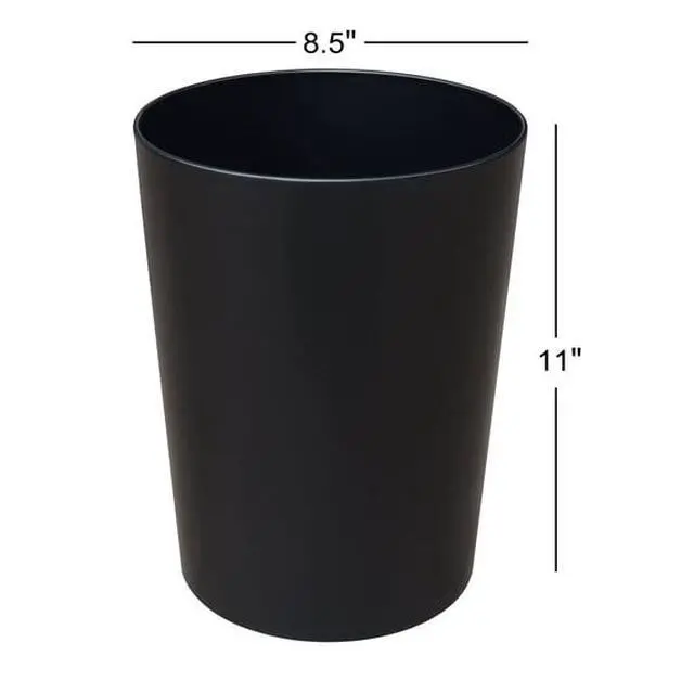 Alt view image 2 of 5 - Mainstays Matte Black Metal Wastebasket, Durable Steel OpenTop Trash Bin, Fits 1.5 Gallon Bags for Bathroom, Bedroom & Household Rooms