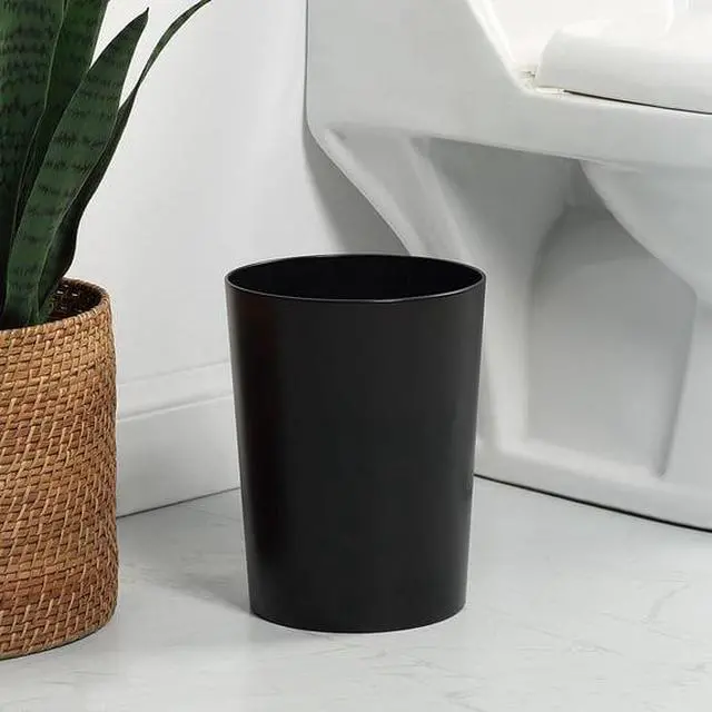 Alt view image 3 of 5 - Mainstays Matte Black Metal Wastebasket, Durable Steel OpenTop Trash Bin, Fits 1.5 Gallon Bags for Bathroom, Bedroom & Household Rooms