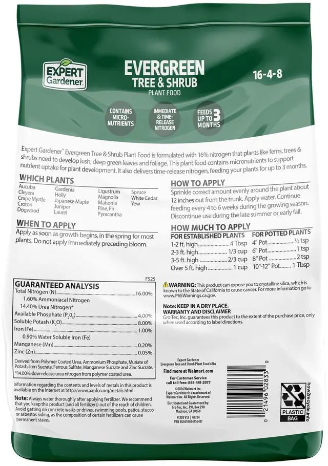 Alt view image 2 of 7 - Expert Gardener Evergreen Tree and Shrub Plant Food, 16-4-8 Fertilizer, 4 lb.