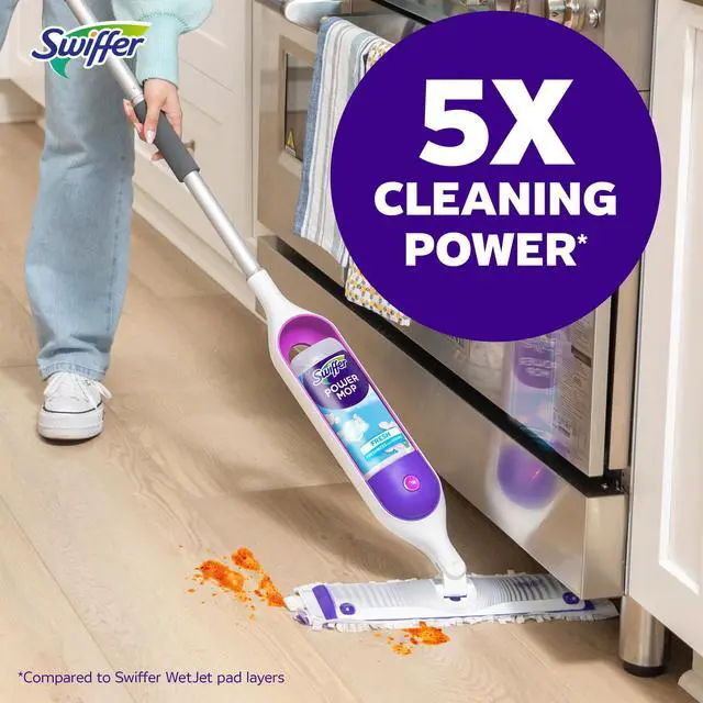 Alt view image 6 of 7 - Swiffer Power Mop Refill Solution, Tile, Vinyl, Laminate, Wood, Floor Cleaner, Fresh, 50.6oz