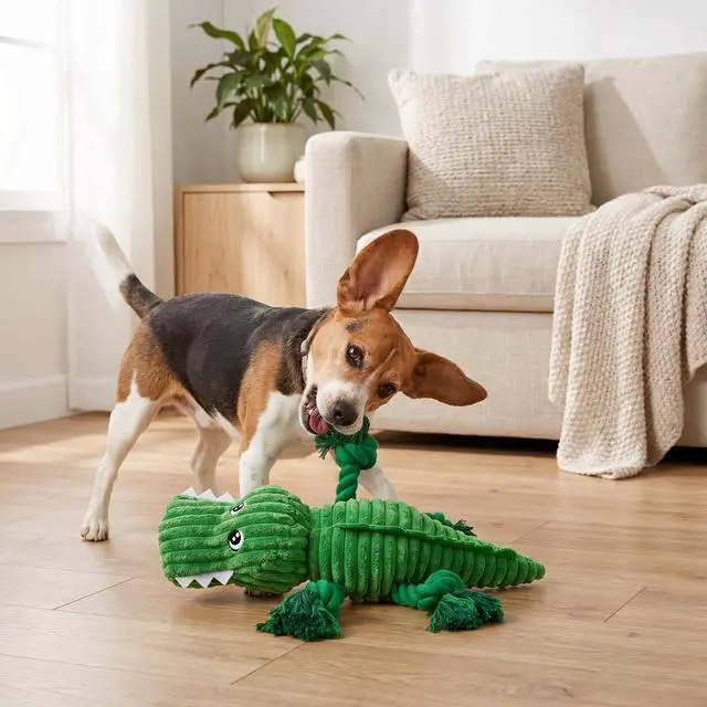 Alt view image 2 of 6 - Vibrant Life Green Alligator Plush Dog Toy with Squeaker, Chew Level 3