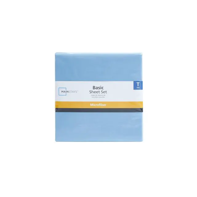 Alt view image 5 of 7 - Mainstays Basic Value Microfiber Bed Sheet Set, Light Blue, Twin, 3-Piece