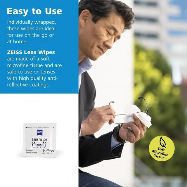 Alt view image 3 of 7 - ZEISS Gentle and Thorough Cleaning Eyeglass Lens Cleaner Wipes, 100 Count