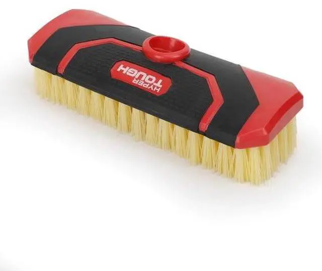 Main image of HeavyDuty Scrub Brush by Hyper Tough, 7" × 2.75", NonSlip Handle, Threaded Socket for Extension Pole, for Tile, Concrete and CounterTop Cleaning