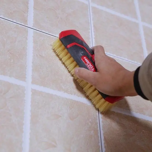 Alt view image 4 of 6 - HeavyDuty Scrub Brush by Hyper Tough, 7" × 2.75", NonSlip Handle, Threaded Socket for Extension Pole, for Tile, Concrete and CounterTop Cleaning