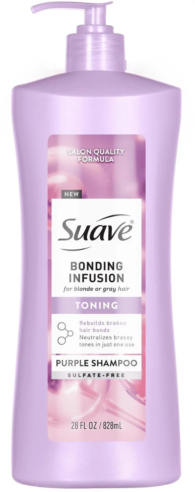 Main image of Suave Bonding Infusion Purple Toning Shampoo, Purple Shampoo for Blonde Hair, Color-Treated and Damaged Hair, 28 fl oz
