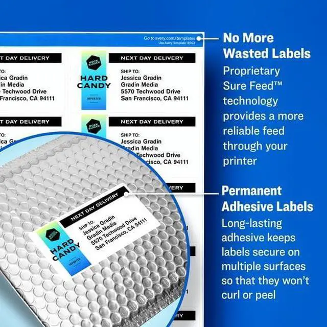 Alt view image 3 of 5 - 100Count Avery Shipping Labels, 2×4 Inch, Free Avery Templates Available, for HighVolume Shipping, Mailing, DIY Crafts and Gift Tag Projects