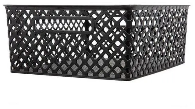 Main image of Stackable Mainstays Medium Storage Bin, WovenLook OpenTop Basket with Carrying Handles, for Shelves, Dressers, Countertops and Floor Storage