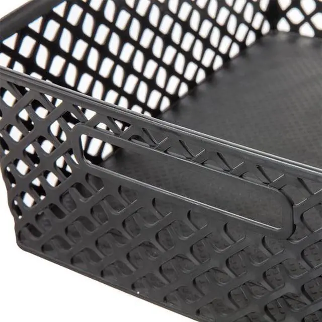 Alt view image 4 of 7 - Stackable Mainstays Medium Storage Bin, WovenLook OpenTop Basket with Carrying Handles, for Shelves, Dressers, Countertops and Floor Storage