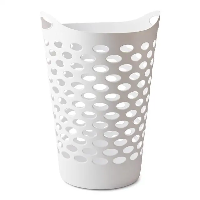 Alt view image 7 of 7 - Mainstays Flexible Round Laundry Hamper, White Plastic