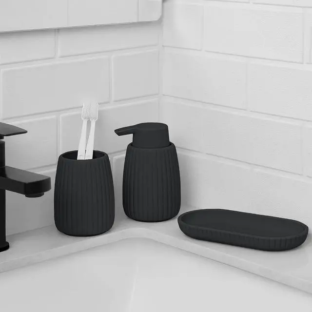 Alt view image 6 of 6 - Mainstays Rubberized Plastic Ribbed Toothbrush Holder, Black