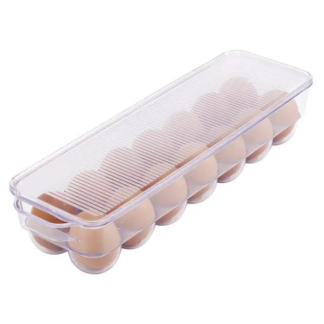 Alt view image 2 of 6 - Mainstays Clear Plastic Egg Holder for Refrigerator (Holds 14 Eggs), Made for Refrigerator Egg Storage
