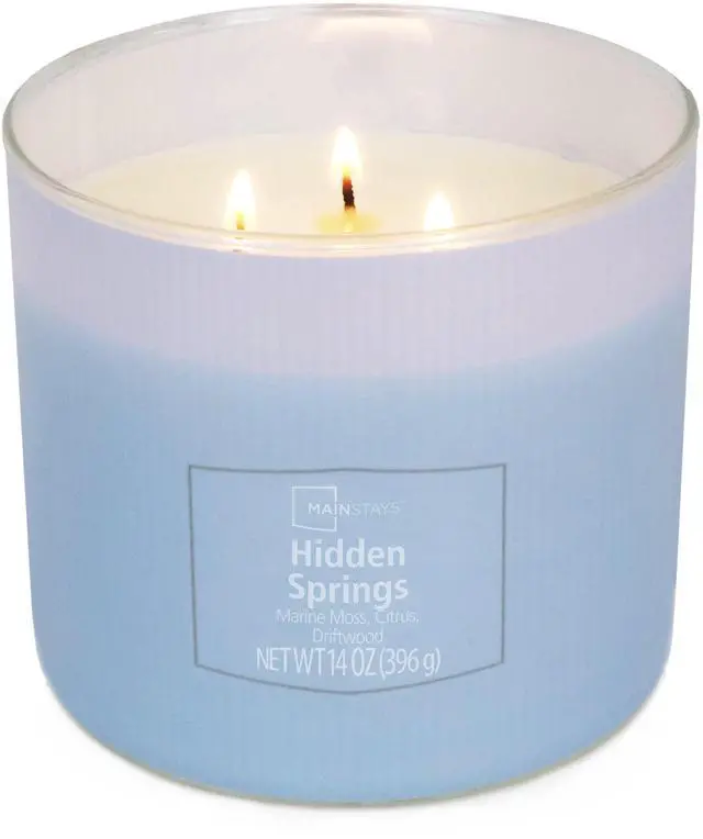 Main image of Mainstays Hidden Springs 3-Wick Textured Wrapped Jar Candle, 14 Ounce