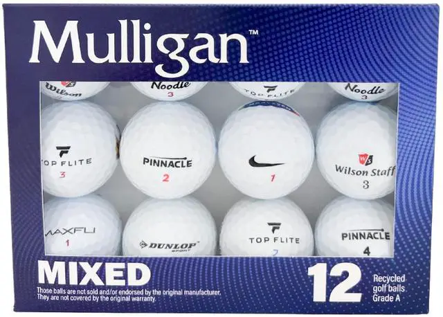 Main image of Mulligan Recycled White Golf Balls, Mixed Brands, 12-Pack
