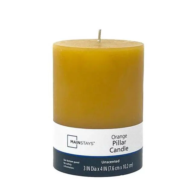 Alt view image 3 of 4 - Mainstays Single-Wick 3 in x 4 in Pillar Candle, Unscented, Orange