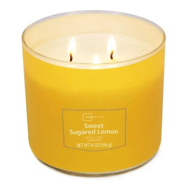 Alt view image 4 of 5 - Mainstays 3-Wick Textured Wrap Sweet Sugared Lemon Candle, 14 Ounce