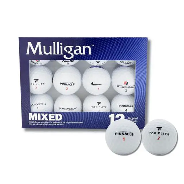 Alt view image 2 of 4 - Mulligan Recycled White Golf Balls, Mixed Brands, 12-Pack