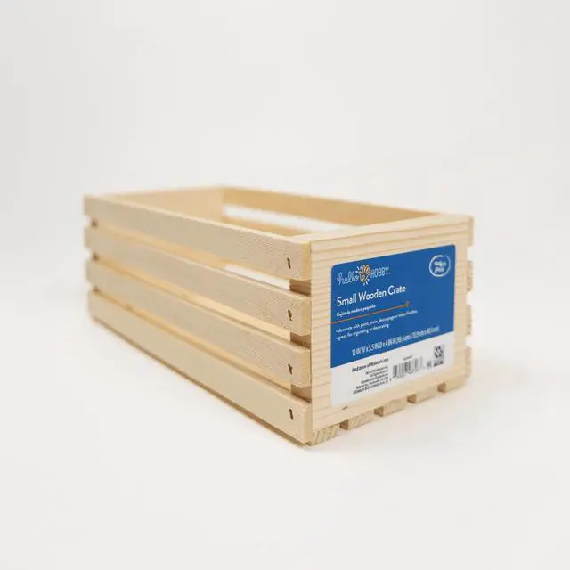 Main image of Hello Hobby Unfinished Wood Crate, 12 in x 5.5 in x 4 in