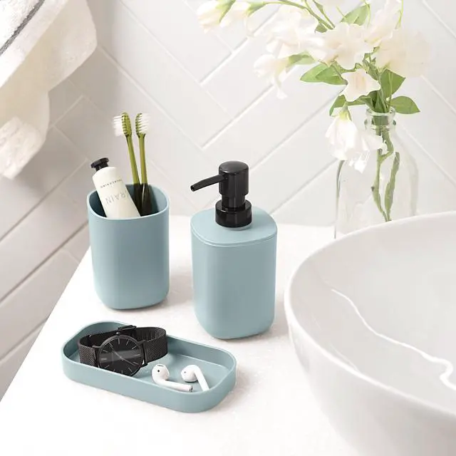 Main image of Mainstays 3-Piece Plastic Bathroom Sink Set, Blue