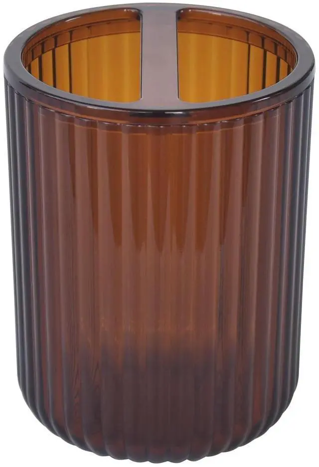 Main image of Mainstays Toothbrush Holder, Brown Plastic, Use for All Ages in Bathrooms