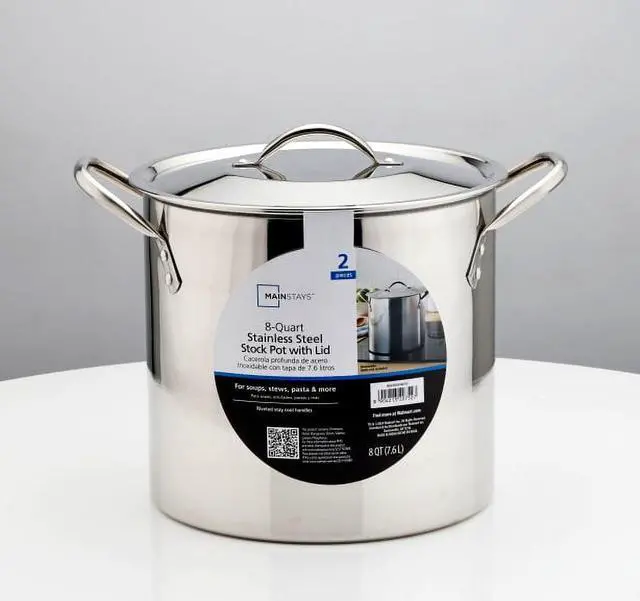 Alt view image 4 of 4 - Mainstays 8-Qt Stainless Steel Stock Pot with Metal Lid