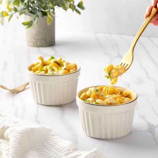 Alt view image 4 of 5 - Thyme & Table 2-Piece 10 oz Stoneware Ramekin Set, White Ribbed