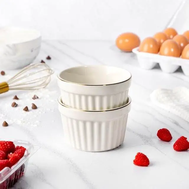 Alt view image 3 of 5 - Thyme & Table 2-Piece 10 oz Stoneware Ramekin Set, White Ribbed
