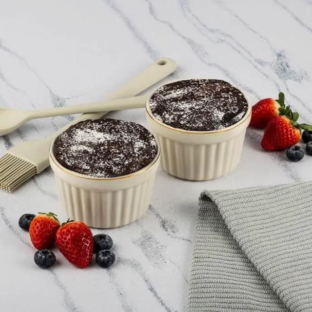 Alt view image 5 of 5 - Thyme & Table 2-Piece 10 oz Stoneware Ramekin Set, White Ribbed