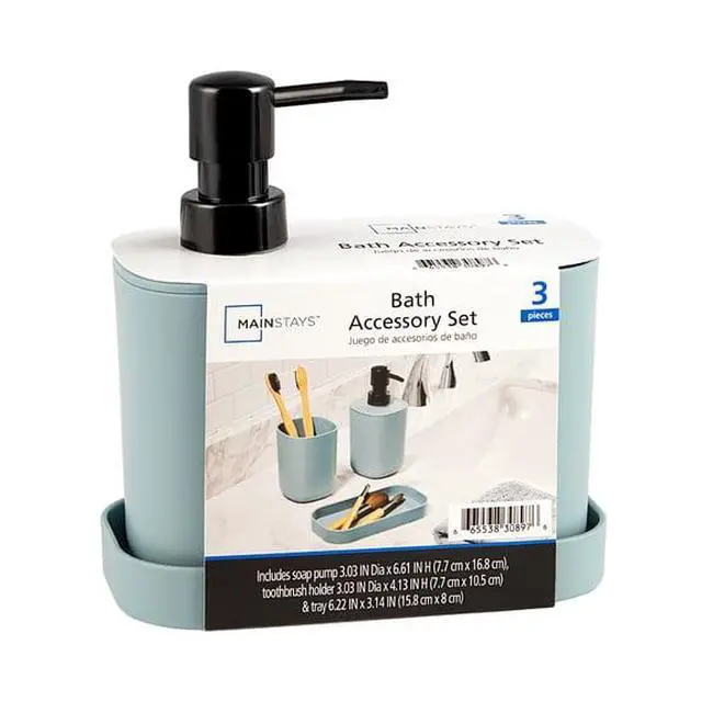 Alt view image 3 of 6 - Mainstays 3-Piece Plastic Bathroom Sink Set, Blue