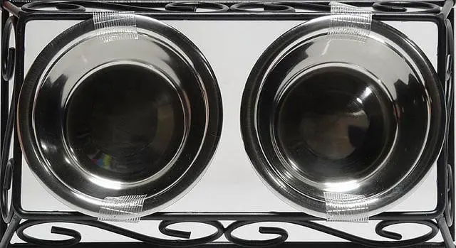 Alt view image 4 of 6 - Gofetch Stainless Steel Pet Food Bowl with Double Diner in Black and Silver