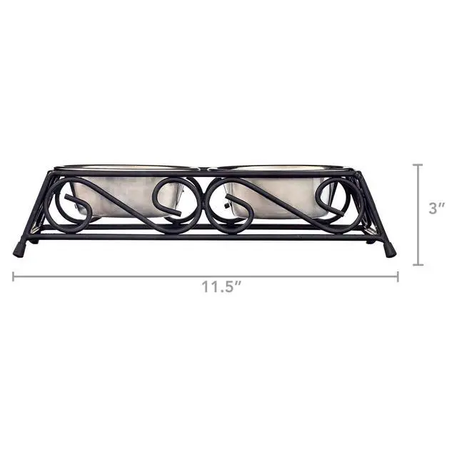 Alt view image 5 of 6 - Gofetch Stainless Steel Pet Food Bowl with Double Diner in Black and Silver