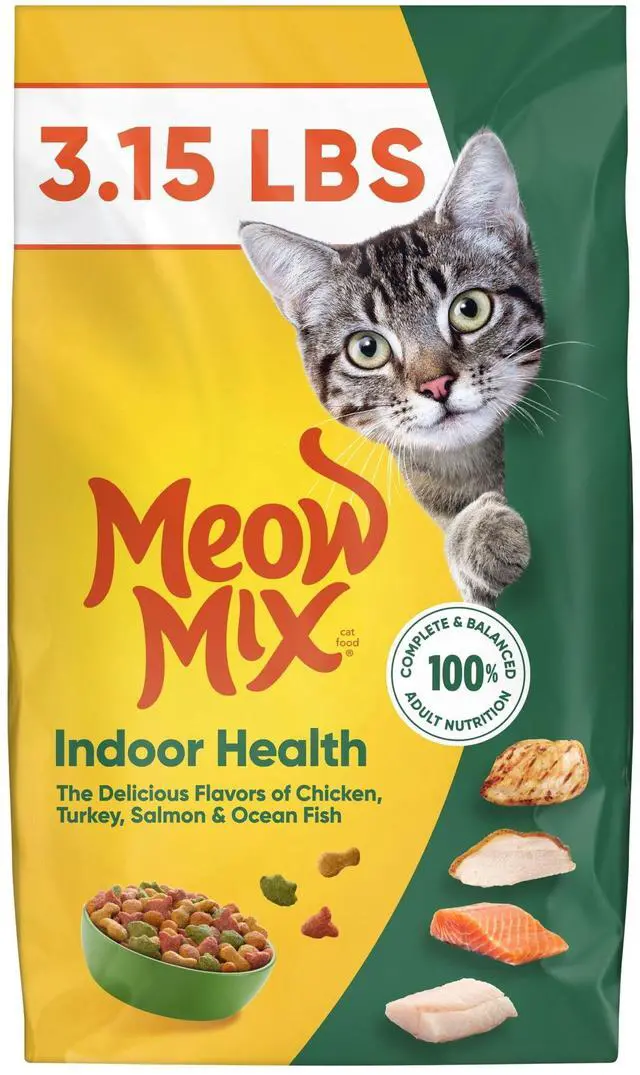 Main image of Meow Mix Indoor Health Dry Cat Food for Adult Cats, 3.15 lb. Bag