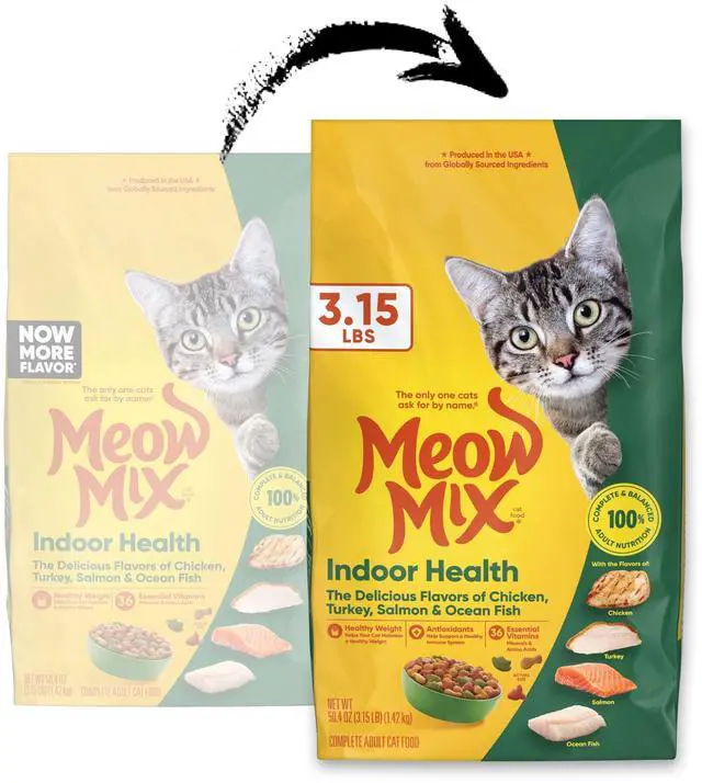 Alt view image 2 of 6 - Meow Mix Indoor Health Dry Cat Food for Adult Cats, 3.15 lb. Bag