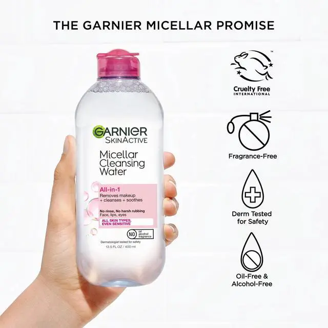 Alt view image 5 of 5 - Garnier SkinActive Micellar Cleansing Water All in 1 Makeup Remover, Face Cleanser, 13.5 fl oz