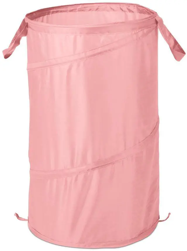 Main image of Mainstays Pop-Up Spiral Polyester Laundry Hamper, Pink