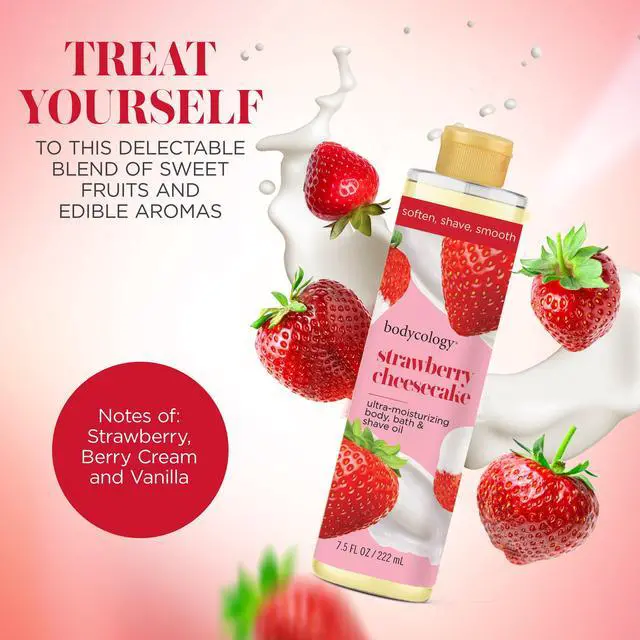 Alt view image 3 of 5 - Bodycology Strawberry Cheesecake Ultra-Moisturizing Body, Bath & Shave Oil, 7.5 fl oz