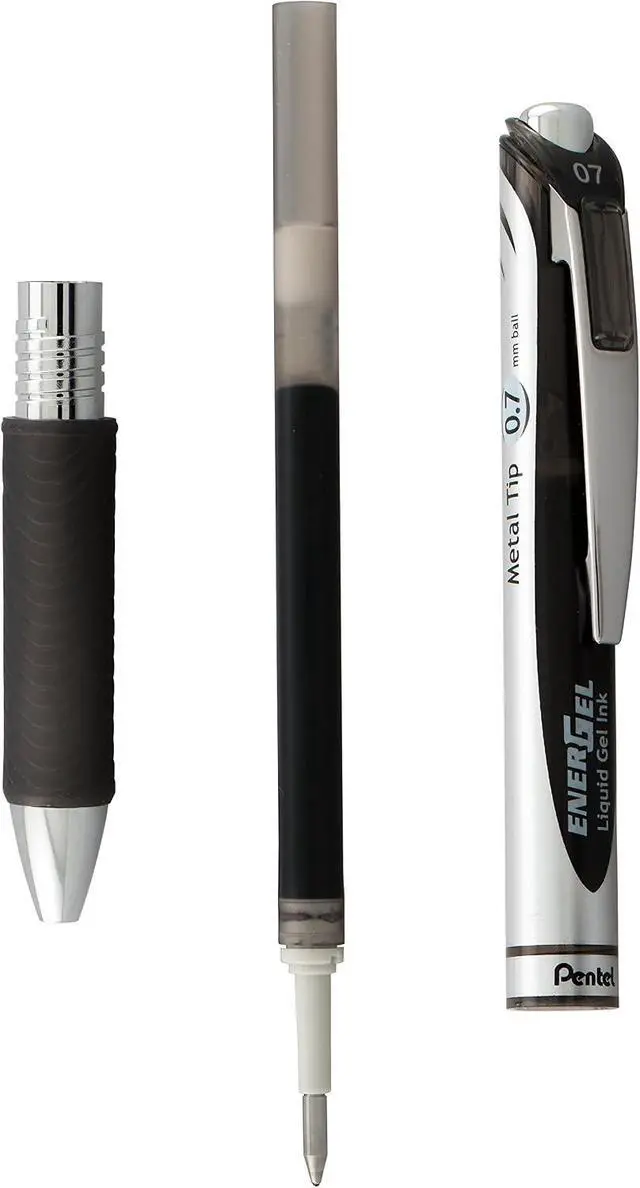 Alt view image 4 of 4 - Pentel EnerGel Black Liquid Gel Pen, FastDrying Ink for LeftHanded Users, LatexFree Grip, Professional MetalAccent Barrel for Adult Writing
